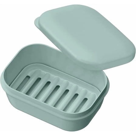 Quatish Leakproof Soap Dish With Lid & Draining Layer, Shatterproof Travel Bar S