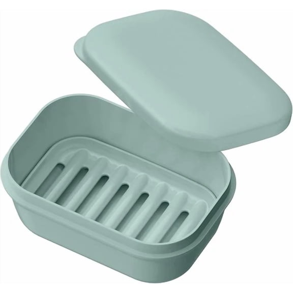 Quatish Leakproof Soap Dish With Lid & Draining Layer, Shatterproof Travel Bar S