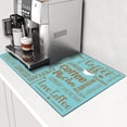 thumbnail image 4 of WIRESTER Coffee Mat - Coffee Bar Mat for Countertops Absorbent Hide Stain Rubber Backed Dish Drying Mat for Kitchen Counter - Teal Brown Coffee, 4 of 7