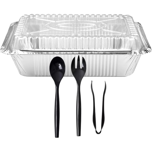 Nicole Fantini 9x13 Half Size Aluminum Disposable Pans with Dome Lids - Serve Various Delicacies for Events Counts-5