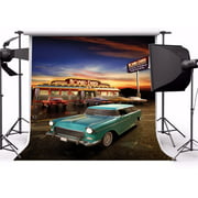 Yeele 7x7ft Retro Nostalgia 50S 60S Backdrop Vintage Eatery Dinner Motorcycle Car Party Banner Photography Background