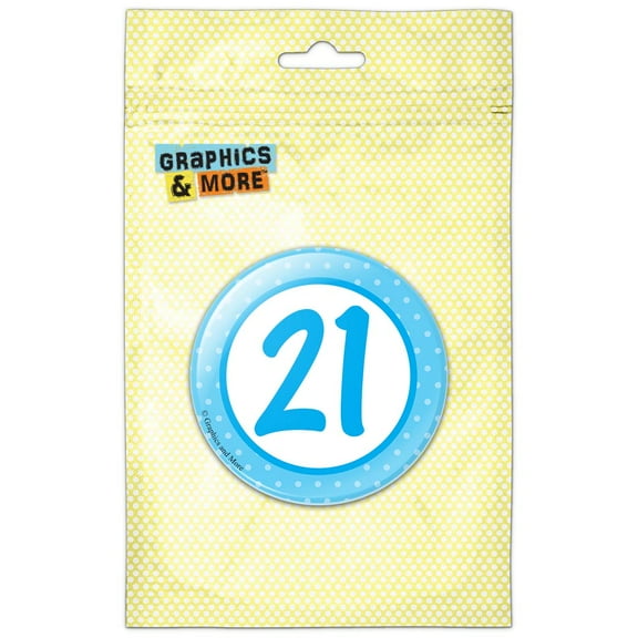 Birthday Blue Dots 21 Refrigerator Button Magnet