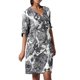 thumbnail image 3 of Gibobby Vestido corto casual para mujer Mujeres Vintage vestido de impresión V vestido de cuello de longitud media Casual vestidos de media manga vestido e(Negro,M), 3 of 5