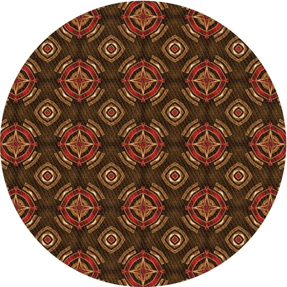 Ahgly Company Indoor Round Patterned Red Fox Red Area Rugs, 3' Round
