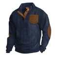 thumbnail image 2 of Gephdiin Long Sleeve Shirts for Men Men's T-Shirts Classic Long Sleeved Collar T Shirt Button Down Shirt Pocket T Shirt Mens Long Sleeve Tee Shirts Graphic Tees Men Corduroy Navy S, 2 of 9