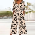 thumbnail image 2 of Edvintorg Wide Leg Jumpsuits for Women Vintage Floral Printed Short Sleeve V Neck Back Zipper Jumpsuit with Pocket Summer Casual Overalls for Women, 2 of 5