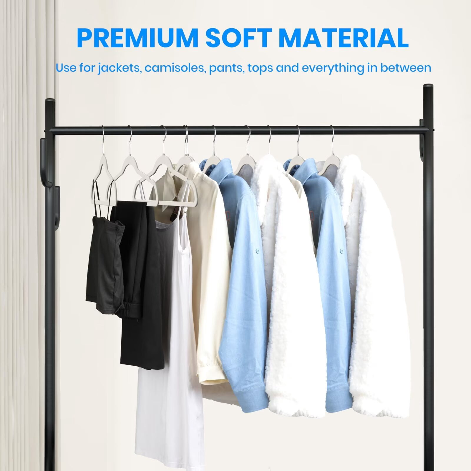 Simple Deluxe 50 Pack Velvet Hangers, Non-Slip Clothes Hangers with Shoulder Notches, 360° Swivel Hooks, Heavy Duty Coat Suit Hangers for Closet Space Saving, White