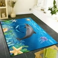 thumbnail image 2 of Cute 3D Dolphin Fish Area Rug, Modern Blue Dolphin Jellyfish Print Rug,Ocean Seaweed Coral Starfish Theme Decor Carpet For Living Room Bedroom Nursery Washable Summer Home Decor-3x5ft, 2 of 7