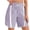 Purple, variant on Summer Elastic Waist Women Drawstring Color Block Straight Shorts