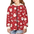 thumbnail image 4 of chaqlin Christmas Zip up Hoodies for Girls Boys Santa Claus Full-Zip Hooded Jacket Kids Long Sleeve Hoodie Sweatshirt Lightweight Loose Sport Coat with Pockets, 4 of 7