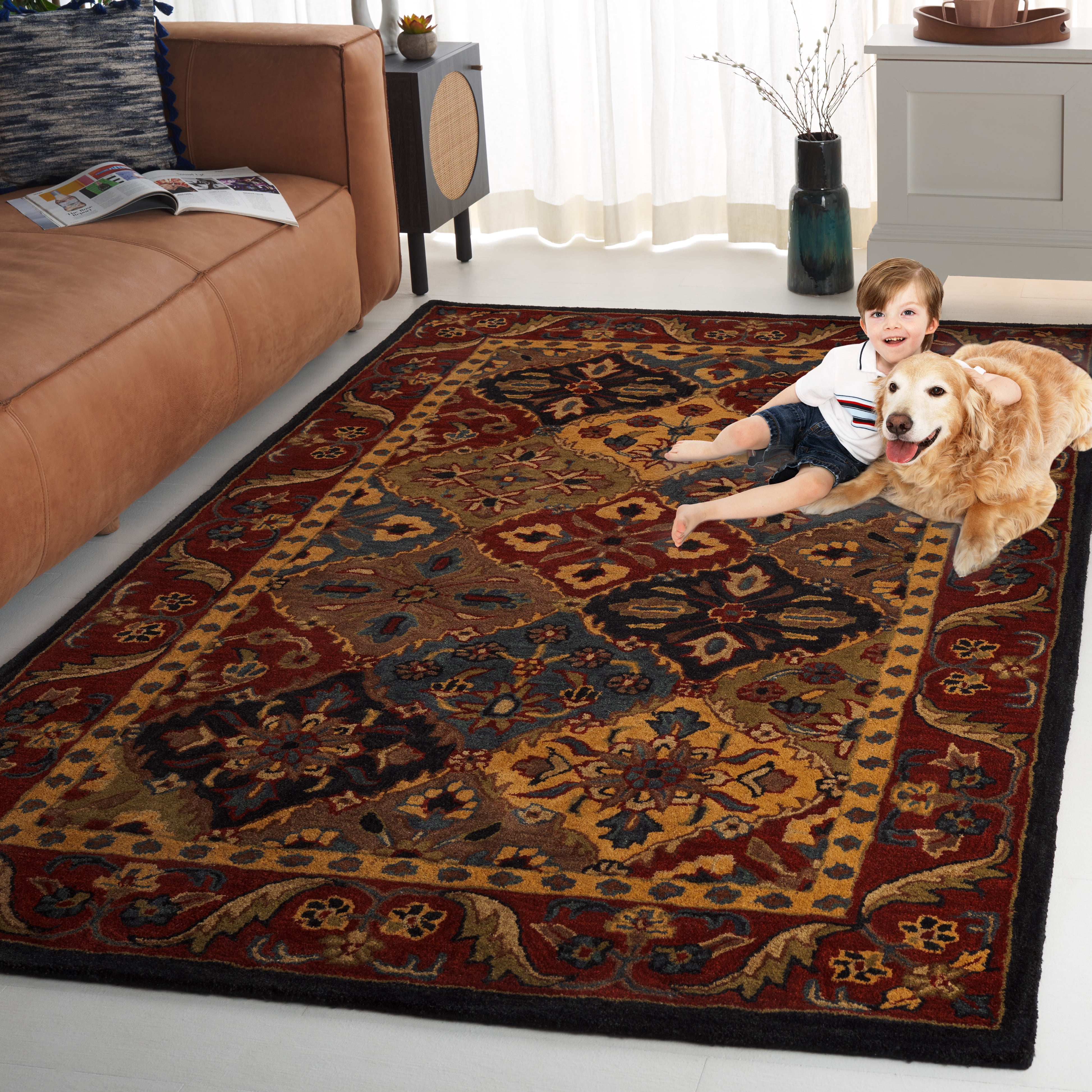 SAFAVIEH Classic Sunny Southwestern Area Rug, Blue/Red, 5' x 8'