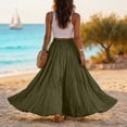 thumbnail image 4 of Women Cotton Linen Blend Elastic High Waist Boho Flowy Maxi Skirt Beach Vacation Wear M, 4 of 5