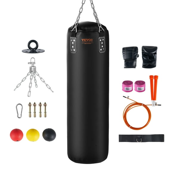 VEVOR Punching Bag for Adults, 4ft PVC Heavy Boxing Bag Set, Punching Bag with Chains and Gloves, Hanging Boxing Bag for MMA Karate Judo,