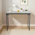 thumbnail image 3 of Computer Desk 48'' Simple Desk with Adjustable Feet, Large Office Desk with Metal Legs, Modern Steel Frame Wood Study Desk for Home Office, Black, 3 of 7