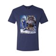thumbnail image 2 of Wolves and the Moon in the Winter Night | Mens Animal Lover Premium Tri Blend T-Shirt, Vintage Navy, Small, 2 of 3