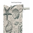 thumbnail image 5 of Nautical Coastal Linen Curtain Valance for Bedroom/Bathroom/Kitchen/Office/Living/Dining Room Window,Starfish Conch Shell Retro Middle Century Rod Pocket Topper Decorative Cafe Drapes Panel 42"x18", 5 of 6