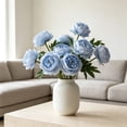 thumbnail image 4 of Springs Flowers Artificial Silk Peony Bouquets Wedding Home Decoration,Pack of 1 (Spring Light Blue), 4 of 6