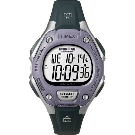 TIMEX Women's IRONMAN Classic 30 34mm Watch – Silver-Tone & Purple Case with Gray Resin Strap