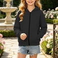 thumbnail image 6 of Hduncf Boys Zip up Hoodie Soft Solid Classic Full Zip Pullover Hooded Sweatshirts With Pocket Warm Jacket for Kids (3-14 Years) Black 150, 6 of 8
