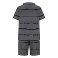 thumbnail image 5 of Dovford Men's Pajamas Sets Casual Button Down Short Sleeve Shirt Set Striped Printed Shorts Sleepwear Homewear 2 Pieces Summer Fall 2024, 5 of 5