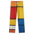 thumbnail image 4 of Mondrian Inspired Winter Female Pants Flannel High Waist Women Pants Lady Warm Straight Leg Plush Trousers, 4 of 7