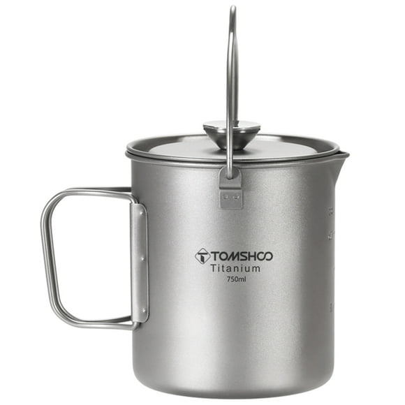 Olla de prensado Taza de café para acampar de 750 ml con placa de prensa Cafetera de titanio Olla de Tomshoo Olla de prensado
