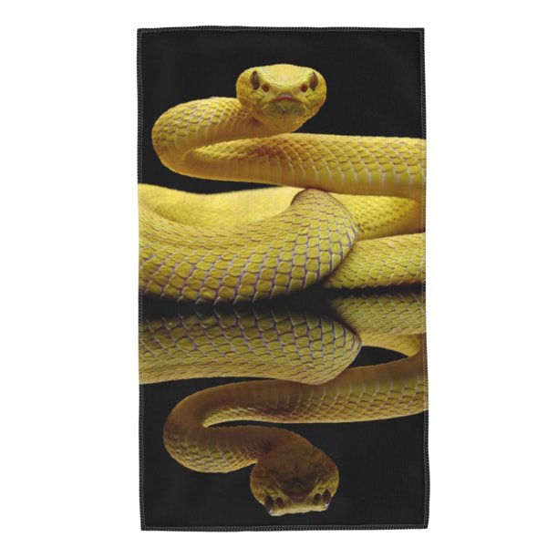 Fotbe Yellow White-Lipped Pit Viper Toalla Premium con Patrón, Toalla de Microfibra de Secado Rápido, Ligera y Altamente Absorbente (27.5x16in), Ideal para Uso Diario