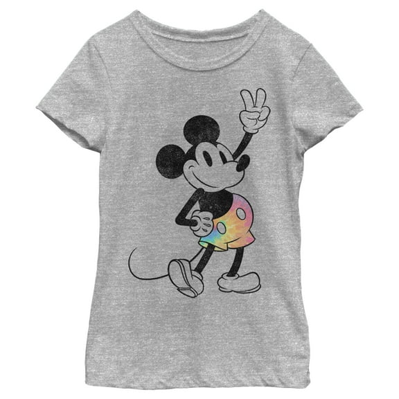 Girl's Mickey & Friends Tie-Dye Mickey Graphic Tee Athletic Heather Large