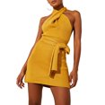 thumbnail image 1 of Vestido ajustado de punto para mujer, ajustado, Y2k, vestido de fiesta y club Kuymtek Amarillo T S para Mujer, 1 of 6