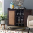 thumbnail image 3 of Linon Josie Rattan Wood and Cane Bar Cabinet in Brown, 3 of 16