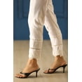 thumbnail image 2 of Casual or Work Elastic Waist White Cotton Trousers With Lace for Petite Women (White - 922ID3, S (Petite) Regular), 2 of 6