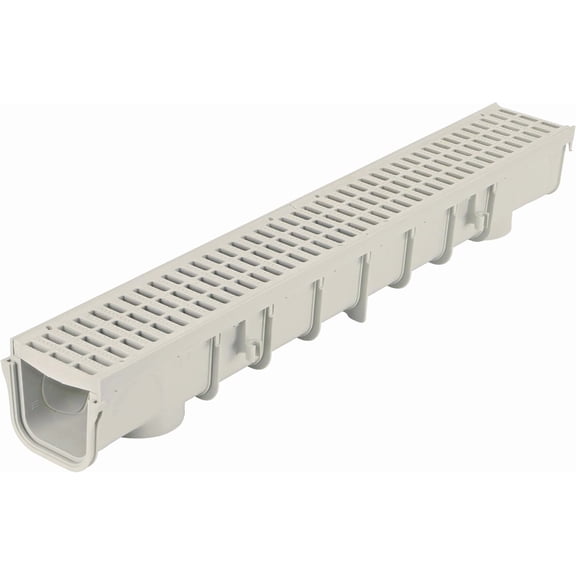 NDS Pro Series 5-Inch Channel Drain Kit - Plastic Grates Included - Gray