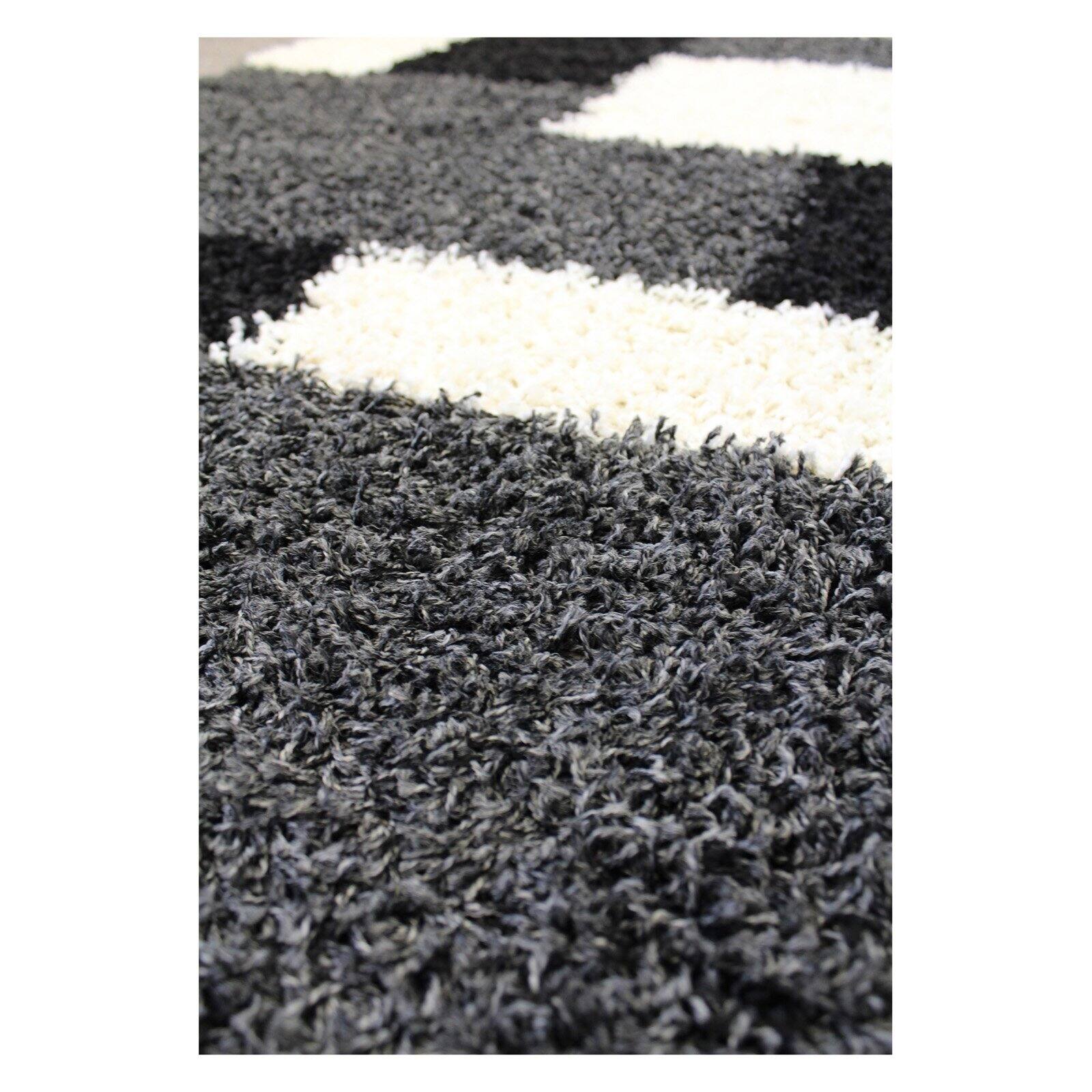 Well Woven Madison Shag Cubes Black Thick Shag 3'3" x 5'3" Area Rug