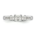 thumbnail image 4 of Solid 14K White Gold Three Stone Diamond Side-Stones with CZ Cubic Zirconia Center Stone Engagement Ring Size 7.5, 4 of 8