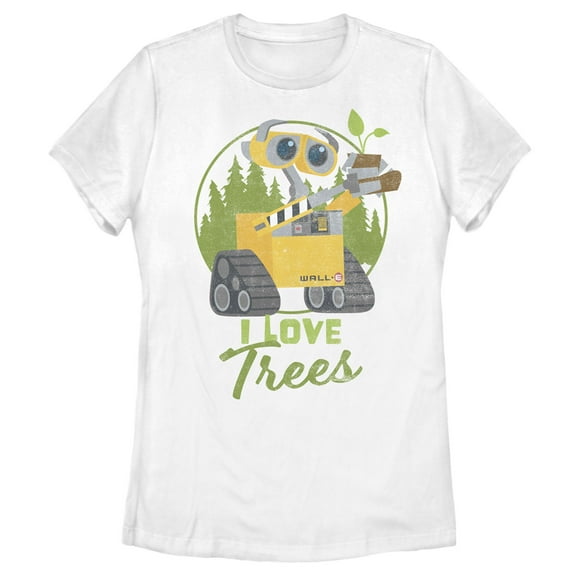 Women's Wall-E I Love Trees  Graphic Tee White Medium