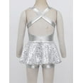 thumbnail image 4 of dPois Girls Sequin Hip Hop Dance Costume Ballet Jazz Outfit with Hairband Sleeveless Cross Back White 10, 4 of 7