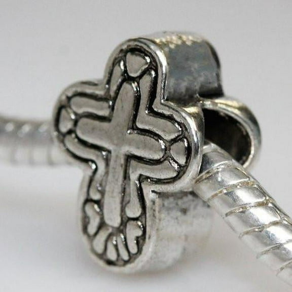 Cross Bead Spacer European Bead Compatible for Most European Snake Chain Charm Bracelet