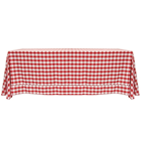 Ultimate Textile (3 Pack) 90 x 132-Inch Rectangular Polyester Gingham Checkered Tablecloth - for Picnic Outdoor or Indoor Party use Red and White
