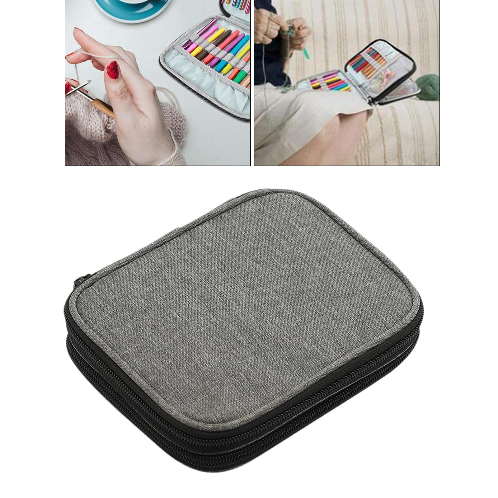 S SERENABLE Solid Color Crochet Hook Case Portable Travel Storage Bag Organizer Zipper Pocket for Various Crochet and Knitting Sewing Accessories