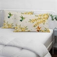 thumbnail image 3 of Spring Floral Pillow Covers, Linen Long Throw Pillow Case, Watercolor Forsythia Flowers Hummingbirds Beige Holiday Pillow Protector Decorative Cushion Cover for Living Room/Bedroom 12" x 20", 3 of 8