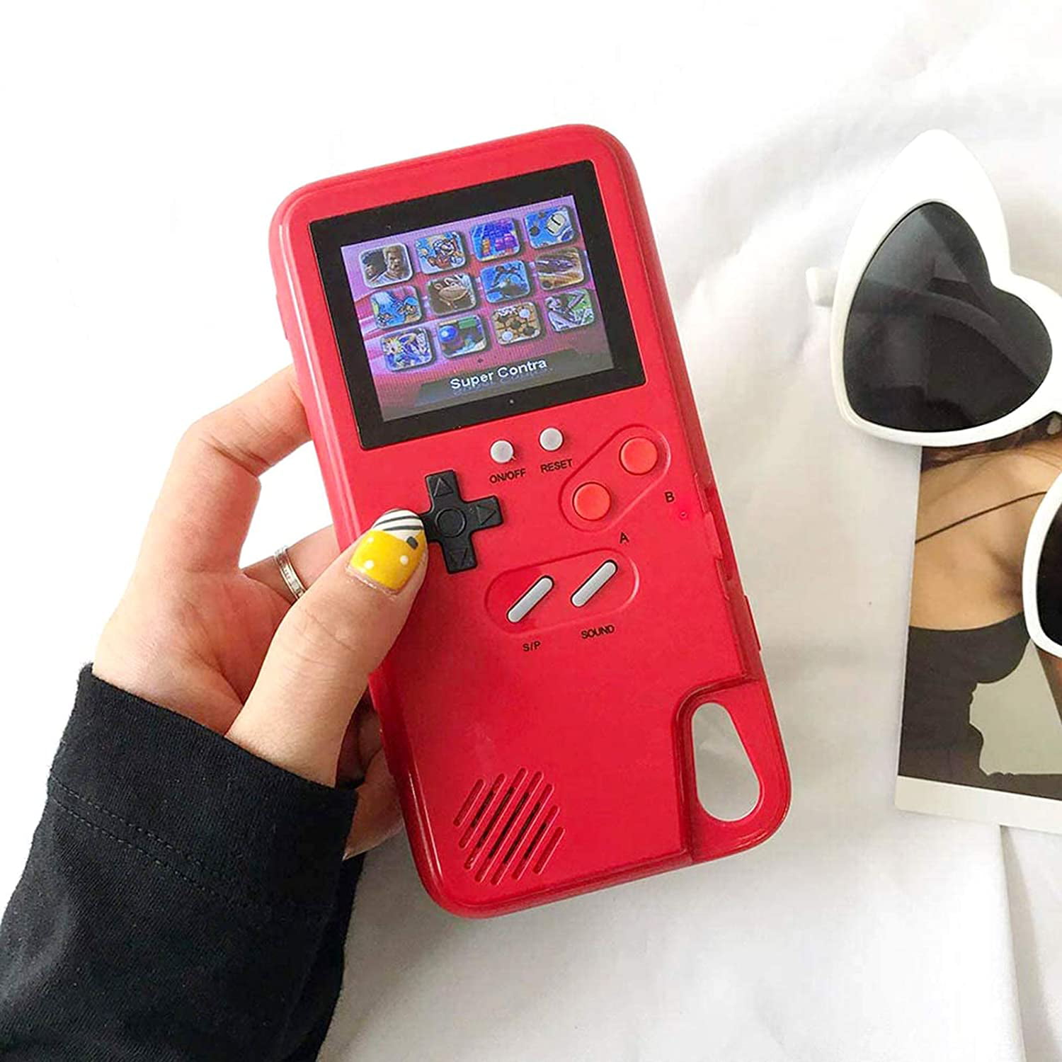 HaoYiBao Gameboy Coque pour iPhone X/XS, Rétro 3D Samsung Housse de Jeu  avec Enfants Classiques Mini Jeux,Ultra Mince TPU PC Case Cover Bumper Étui  de