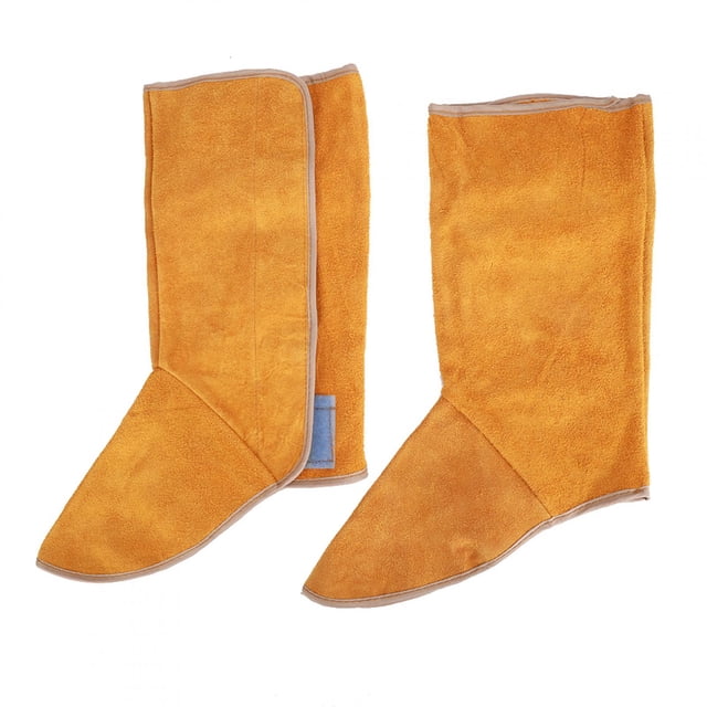Tbest 1Pair Cowhide Heat Resistant Flame-Retardant Welding Boot CoverWelder Leg Foot Protection Welding Protective Shoes