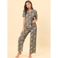 thumbnail image 2 of Unique Bargains Women's Pajama Set Silk Short Sleeves and Pants Floral Satin Sets, 2 of 5