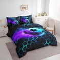 thumbnail image 4 of Castle Fairy Boys Soccer 7-Piece Twin Bedding Sets,Geometric Honeycomb Bedding Comforter Set,Abstract Lightning Breathable Sheet Sets,Microfiber Sport Theme Bedroom Decor,Reversible, 4 of 9