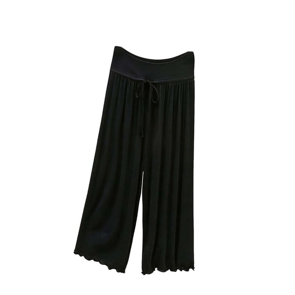 Women's Plus Size Wide Leg Capri Pants Elastic Waist Loose Fit Ruffle Hem Pajama Shorts Lightweight Soft Comfy Sleep Shorts, M-5xl
