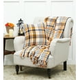 thumbnail image 3 of Zelda Plaid Orange Black White Cotton Throw Pillow 18" x 18" Autumn, 3 of 4