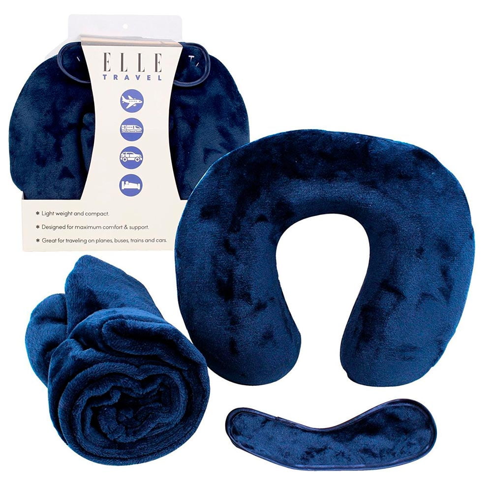 2019 New 2 In 1 Grey Travel Neck Pillow Eye Mask Storage Bag