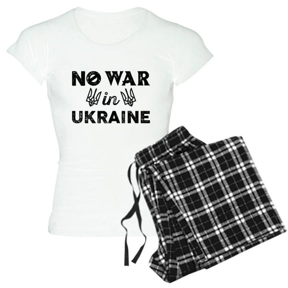 CafePress - No War In Ukraine Women's Light Pajamas - Women's Short Sleeve Print T-Shirt and Pants Light Cotton Pajama Set