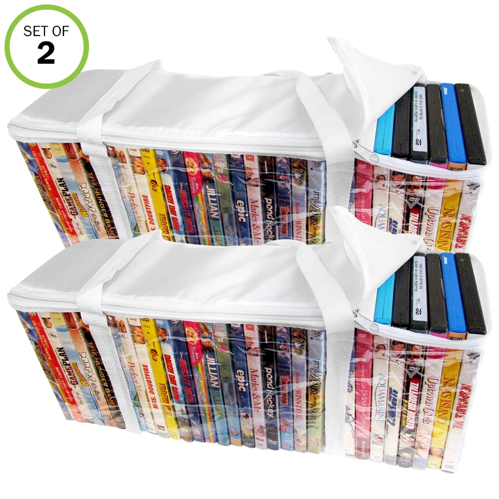 Evelots DVDBlu RayVideoStorage BagClearHandleHold 80 TotalWhite