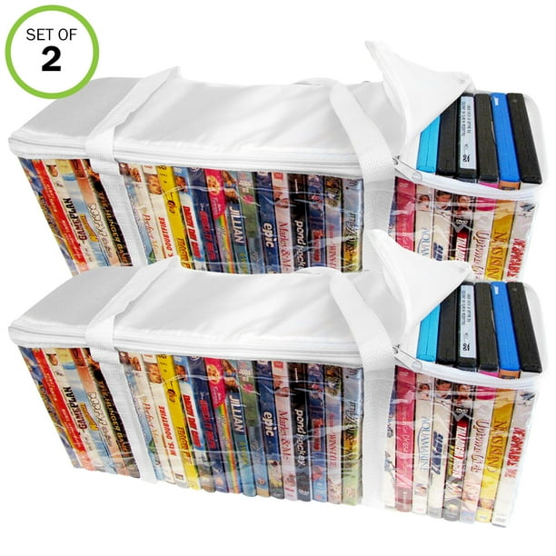 Evelots DVDBlu RayVideoStorage BagClearHandleHold 80 TotalWhite